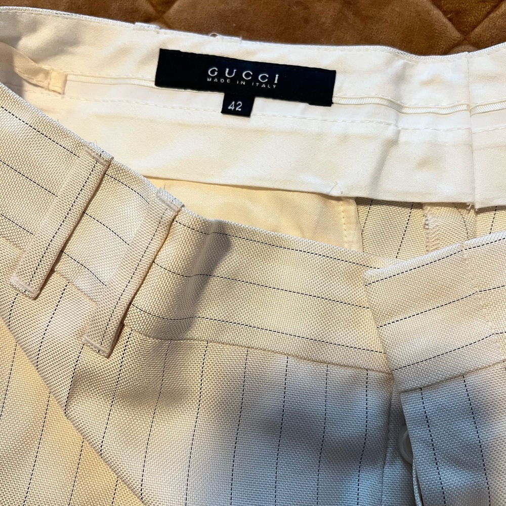 Gucci Beige Striped Woman's Dress Pants